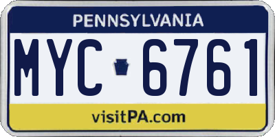 PA license plate MYC6761