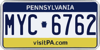 PA license plate MYC6762