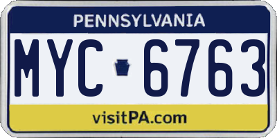 PA license plate MYC6763
