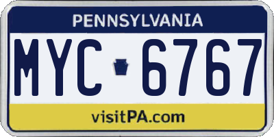 PA license plate MYC6767