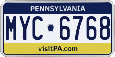 PA license plate MYC6768