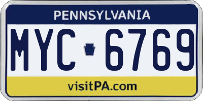 PA license plate MYC6769