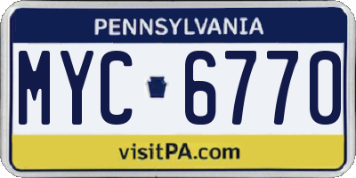 PA license plate MYC6770
