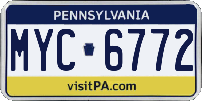 PA license plate MYC6772