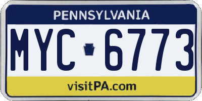 PA license plate MYC6773