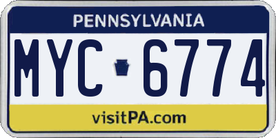 PA license plate MYC6774
