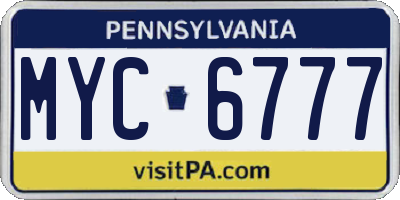 PA license plate MYC6777