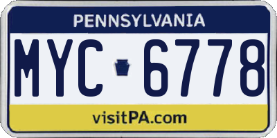 PA license plate MYC6778