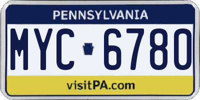 PA license plate MYC6780