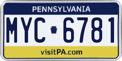 PA license plate MYC6781
