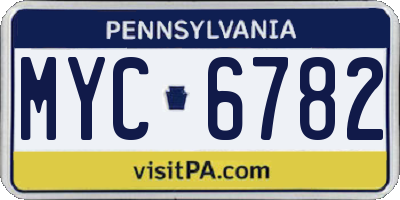 PA license plate MYC6782
