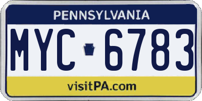 PA license plate MYC6783