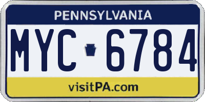 PA license plate MYC6784