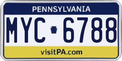 PA license plate MYC6788