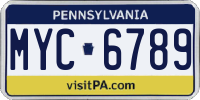 PA license plate MYC6789