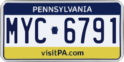 PA license plate MYC6791