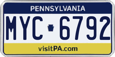 PA license plate MYC6792