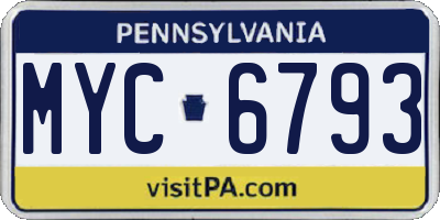 PA license plate MYC6793