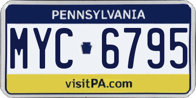 PA license plate MYC6795
