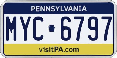 PA license plate MYC6797