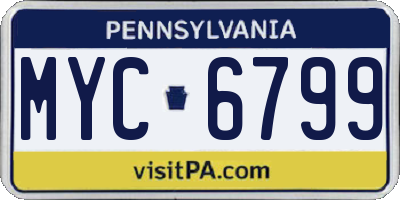 PA license plate MYC6799