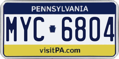 PA license plate MYC6804