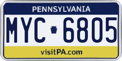 PA license plate MYC6805