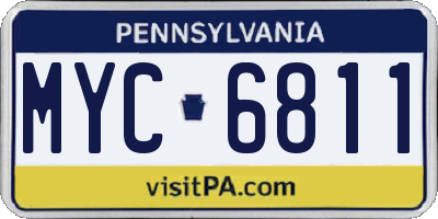 PA license plate MYC6811