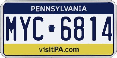 PA license plate MYC6814