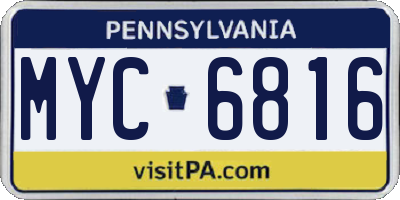 PA license plate MYC6816