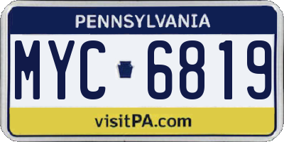 PA license plate MYC6819