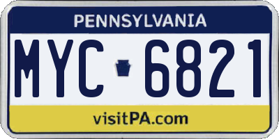 PA license plate MYC6821