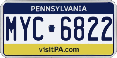 PA license plate MYC6822