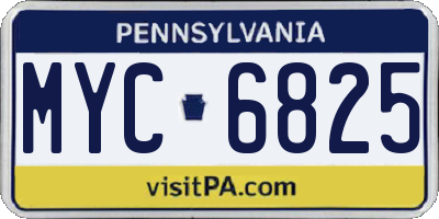PA license plate MYC6825