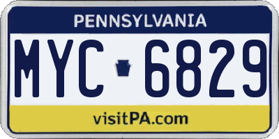 PA license plate MYC6829