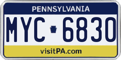 PA license plate MYC6830