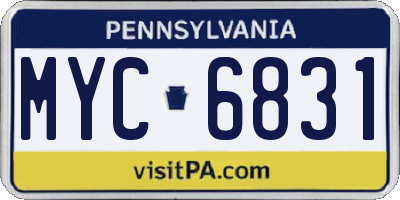 PA license plate MYC6831