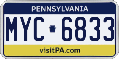 PA license plate MYC6833
