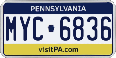 PA license plate MYC6836