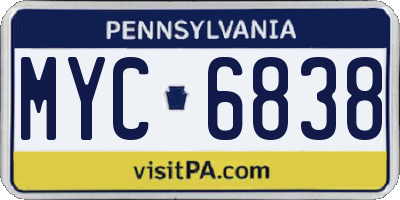 PA license plate MYC6838