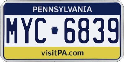 PA license plate MYC6839