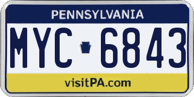 PA license plate MYC6843