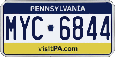 PA license plate MYC6844