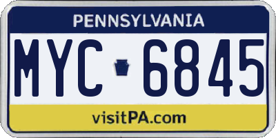 PA license plate MYC6845