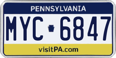PA license plate MYC6847
