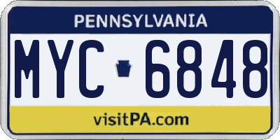 PA license plate MYC6848