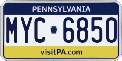 PA license plate MYC6850