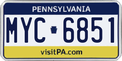 PA license plate MYC6851