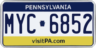 PA license plate MYC6852