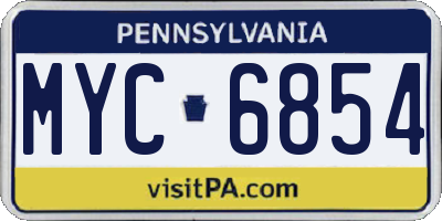 PA license plate MYC6854